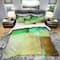 Designart 'Abstract Impression of Watercolour Blue and Yellow' Geometric Bedding Set - Duvet Cover & Shams
